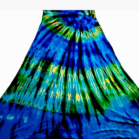 TIE DYE Rayon Stretchy Long Flare Skirt-**4 Colors Avail*** NEW OS - Picture 5 of 9